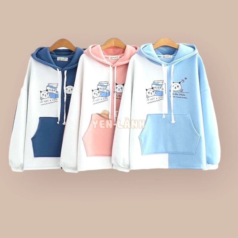 Áo khoác hoodie unisex from rộng   FREESHIP   Áo hoodie phối hai màu siêu xinh mẫu mới