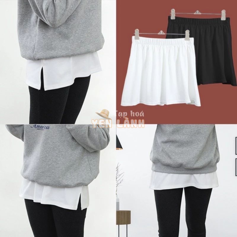 Chân Váy phối với áo hoodie ,sweater Chữ A Giả Hai Lớp với quần legging