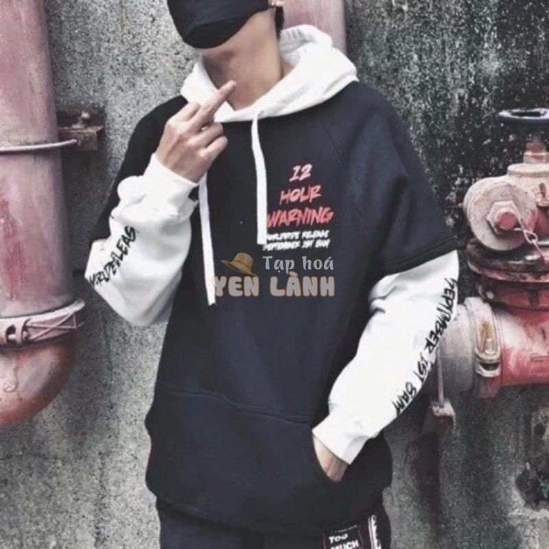 Áo hoodie thun nỉ phối tay áo cực chất