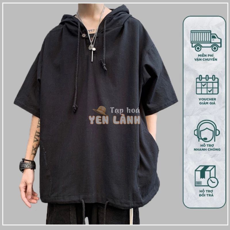 Áo Hoodie Tay Ngắn Phong Cách Hàn Quốc Cho Nam Nữ