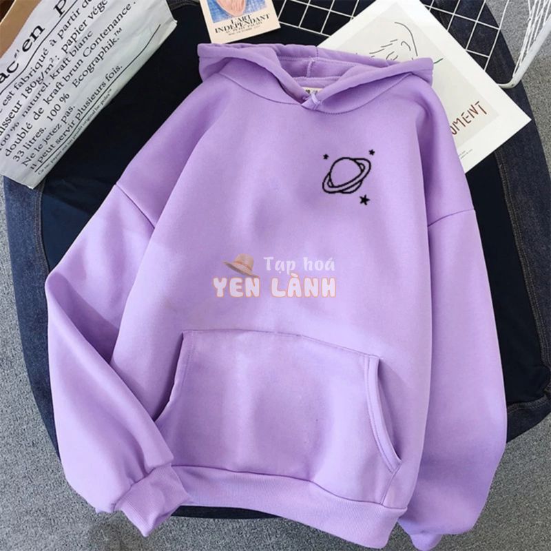 Áo Hoodie Nhung Dày Dặn Ấm Áp In Họa Tiết Dễ Thương 10 Màu Lựa Chọn