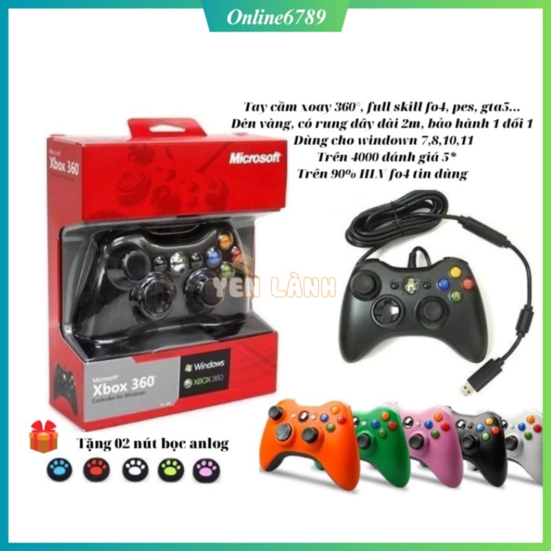 Tay Cầm Chơi Game Có Dây Fifa Online 4 Xbox 360 Full Box Có Rung, Tay Cầm Fo4 Cho Pc, Laptop Full Skill Game