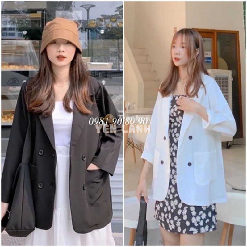 Áo khoác vest blazer nữ phong cách hàn quốc 2 túi dán chất cao cấp