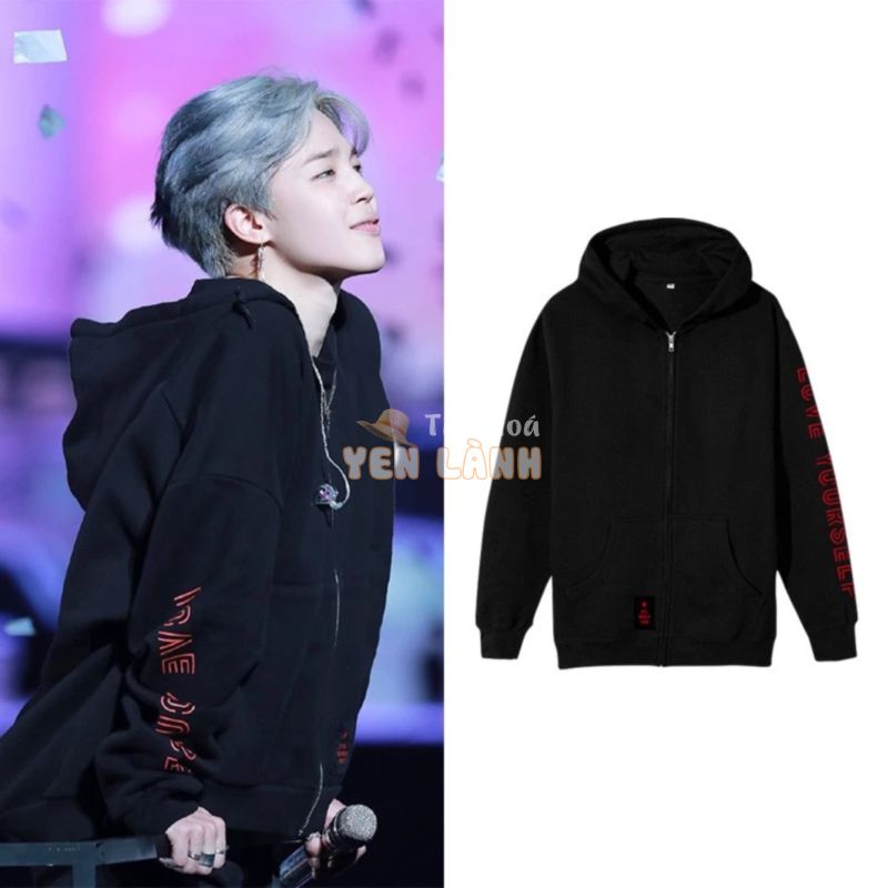 [Concert Event] Áo Khoác Cardigan Mỏng Tay Dài Có Mũ Trùm Đầu Phong Cách Hàn Quốc BTS LOVE YOURSELF Tương Phản Có Khóa Kéo Cho Nam Và Nữ