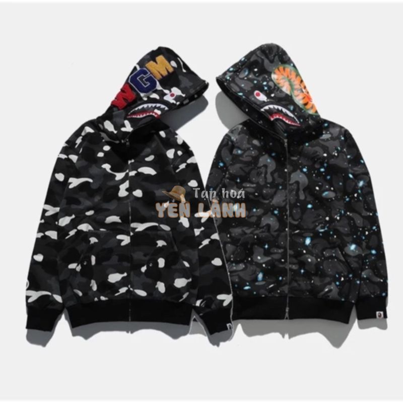 Áo khoác Bape cá mập galaxy shark, camo phản quang shark, Bape shark cá mập cho nam và nữ