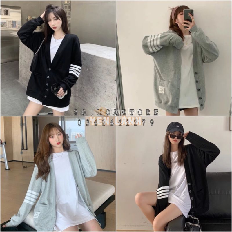 ÁO CARDIGAN MỎNG KẺ SỌC CELEB  – ÁO KHOÁC LEN CARDIGAN CỔ TIM SỌC