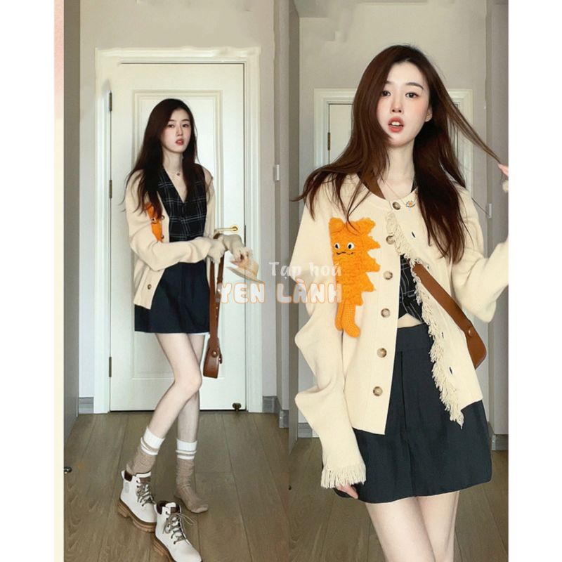 Áo Khoác cardigan Dệt Kim Vải cashmere Cao Cấp Cấp Cấp Cấp Độ Gió Nhỏ Mẫu Mới ins Cho Nữ