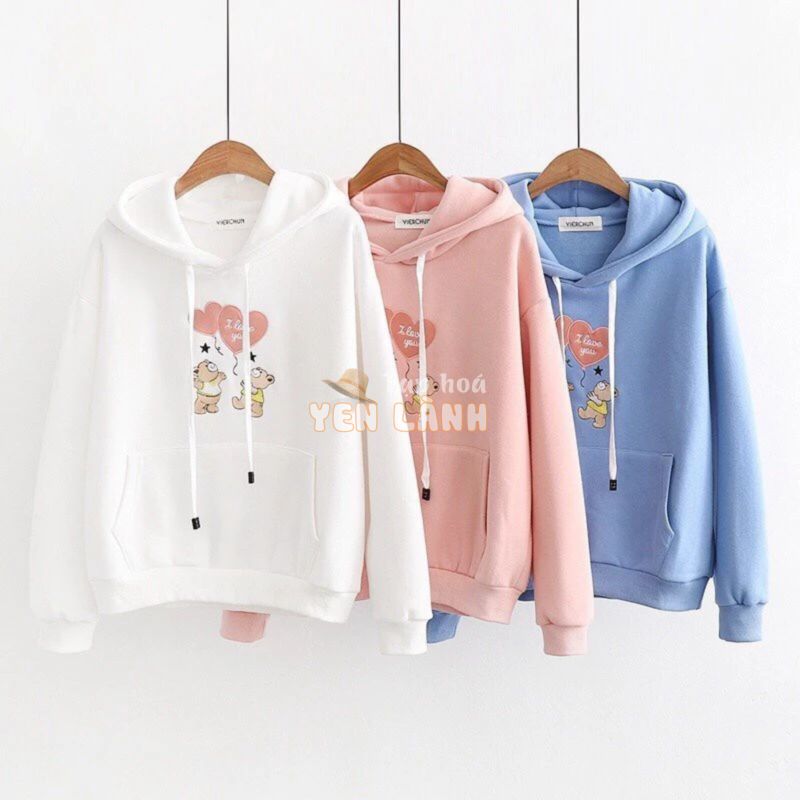 ÁO KHOÁC NỈ HOODIE THỜI TRANG NỮ CHUI ĐẦU TRÁI TIM DỄ THƯƠNG