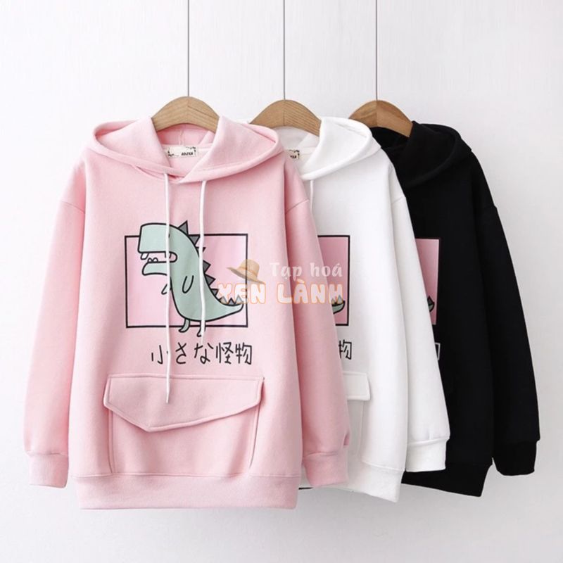 Rẻ vô địch- ÁO KHOÁC NỮ HOODIE CHUI ĐẦU TÚI XÉO HÌNH CÁ SẤU DỄ THƯƠNG – CÓ ẢNH THẬT