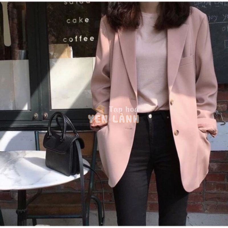 ÁO BLAZER STYLE HÀN QUỐC MÀU HỒNG ( kèm hình thật )