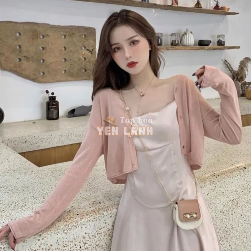 【Trong kho】Áo khoác cardigan dài tay vải lụa mỏng thời trang mùa hè nhẹ nhàng nữ tính