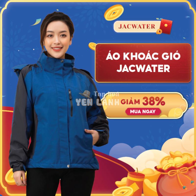 Áo khoác gió nam nữ 2 lớp phối màu chống nước cản bụi giữ ấm JACWATER C350