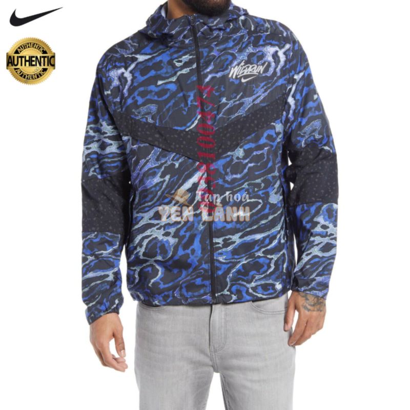 Áo khoác nam Nike chính hãng 1 lớp logo đánh flash phản quang có mũ trùm đầu và túi trong