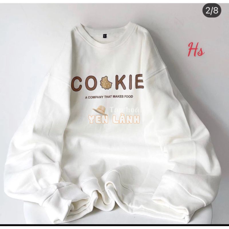 ÁO SWEATER TRẮNG IN CHỮ COOKIE form rộng, chất dày