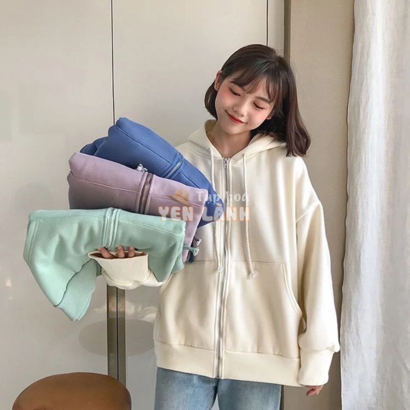 Áo Hoodie Zip Ulzzang Chất Đẹp – Áo khoác nỉ bông khóa kéo 6 màu siêu xinh Unisex Nam Nữ Hàn Quốc