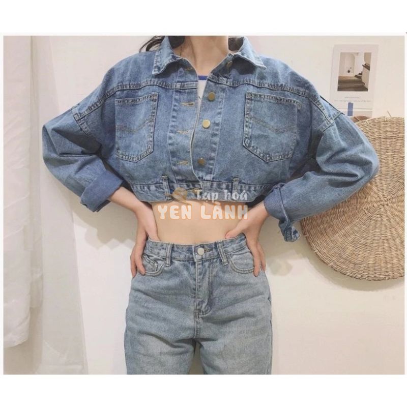 ÁO KHOÁC JEAN NỮ 4 CÚC SAU LƯNG (XANH JEAN) CROPTOP SIÊU HOT 1446