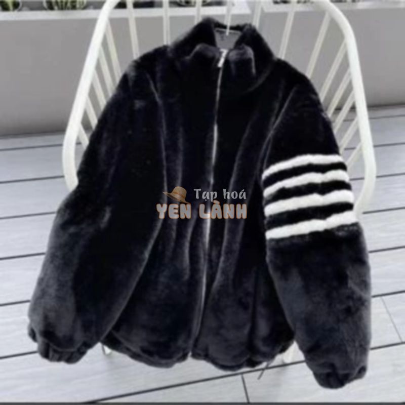 Áo Khoác nỉ ,áo hoodie nỉ Lông Cừu Dày Dặn Phối Kẻ Sọc Tay, Phong Cách Hàn Quốc nam nữ mặc cực chât-LÔNG VẠCH TAY