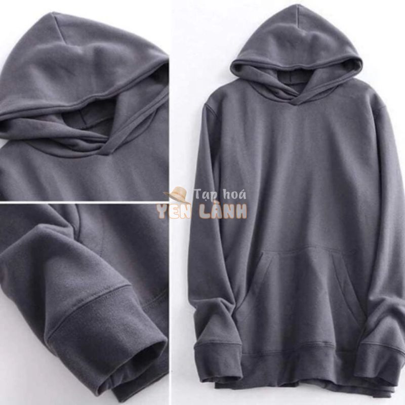 Hoddie basic unisex màu xi măng – Khoác nỉ bông chui đầu có nón xám lông chuột cực xinh ( Ảnh thật + Video )