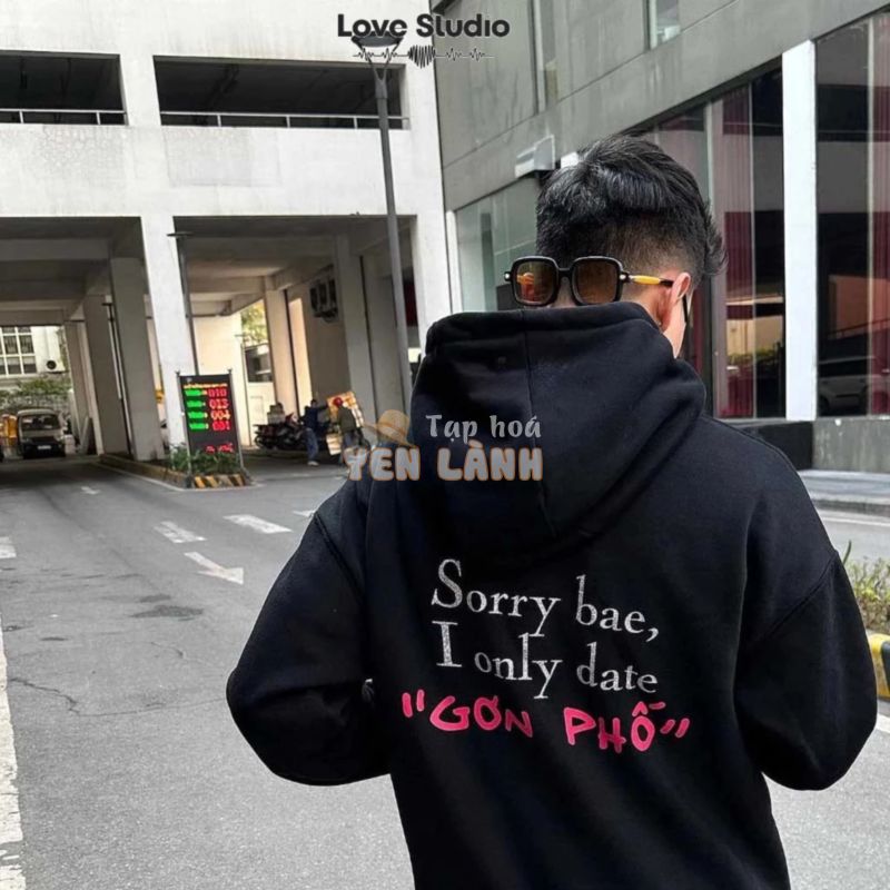 Áo khoác hoodie sorry babe I ONLY DATE BOY PHỐ Girl Phố nam nữ đen trắng xám sweater cổ tròn mùa đông L66 nỉ bông [A163]