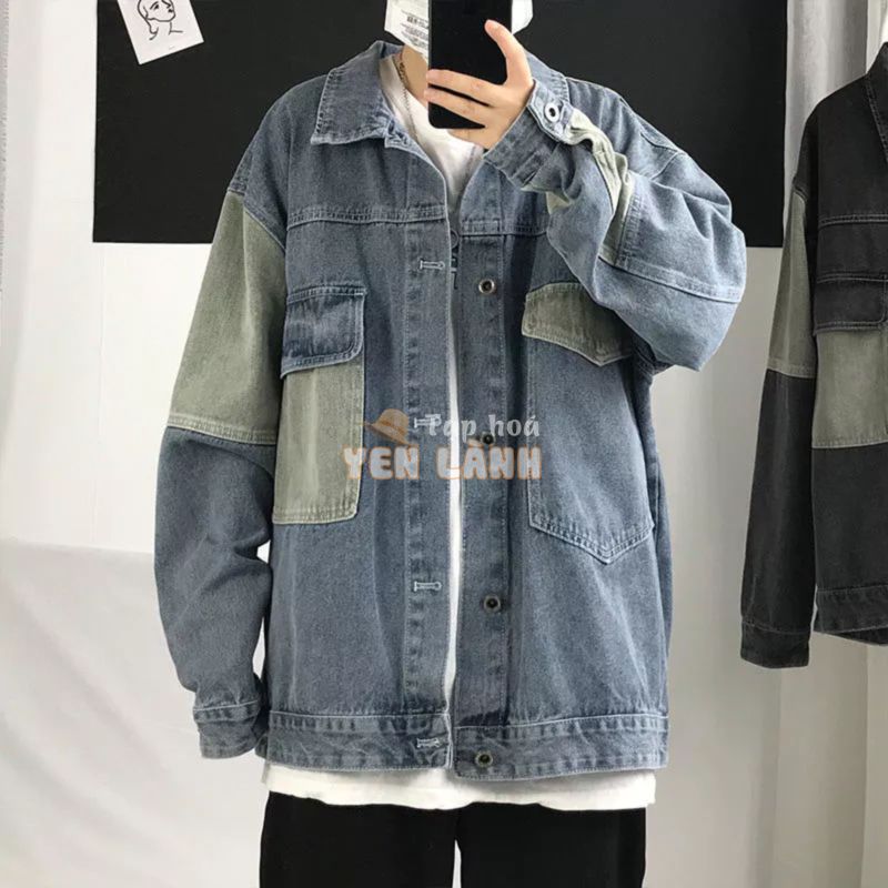 áo khoác denim vintage áo khoác nam form rộng tiếng Nhật áo khoác nam thời trang denim áo khoác nam cao cấp casual áo khoác bomber bigsize unisex