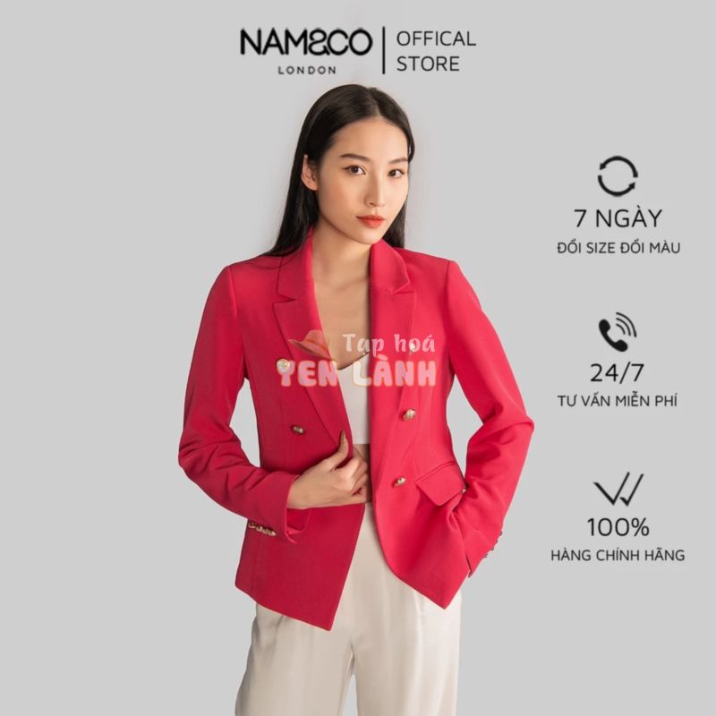 Áo khoác blazer dài tay nữ Namandco công sở chiết eo 2 lớp dày dặn cúc bọc cao cấp S,M,L,XL đen, hồng, nâu J9845