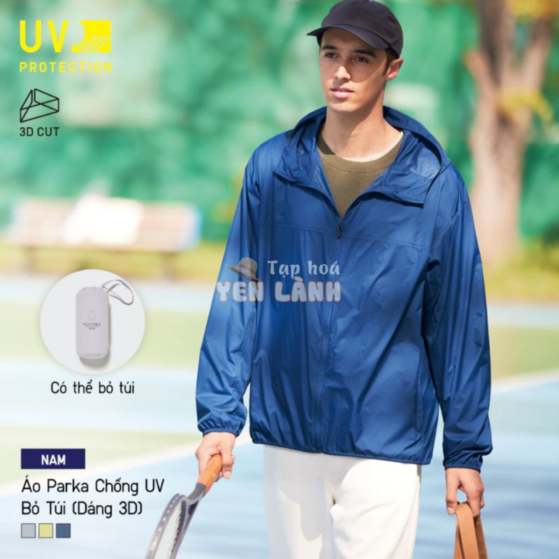 Áo khoác chống nắng nam Uniqlo 413975 vải dù Men Pocketable Parka