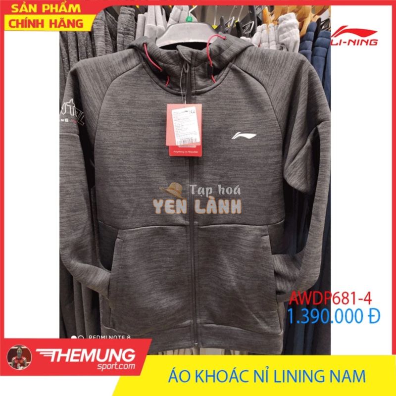 [AWDP681-4] Áo Khoác Nỉ LiNing Nam Xám