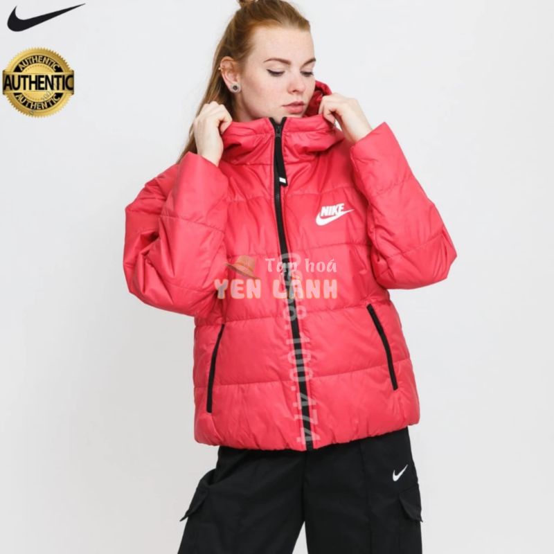 Áo khoác phao mùa đông nữ Nike chính hãng có mũ trùm đầu giữ ấm tốt áo phao nữ