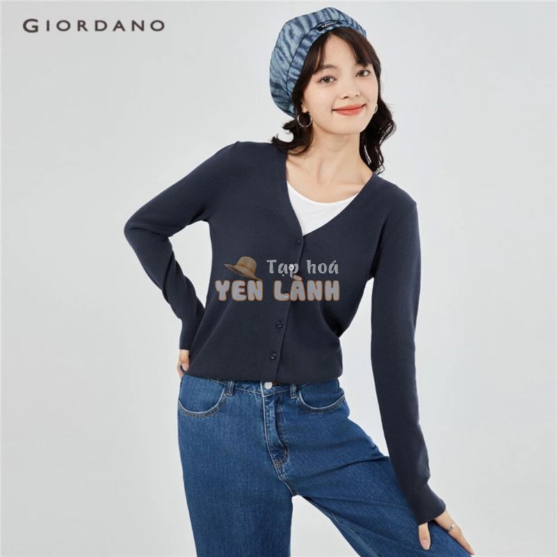 [Hoa Hậu Khánh Vân – Giordano] Áo cardigan GIORDANO 05350649 cổ chữ v chất liệu cotton thời trang cho nữ