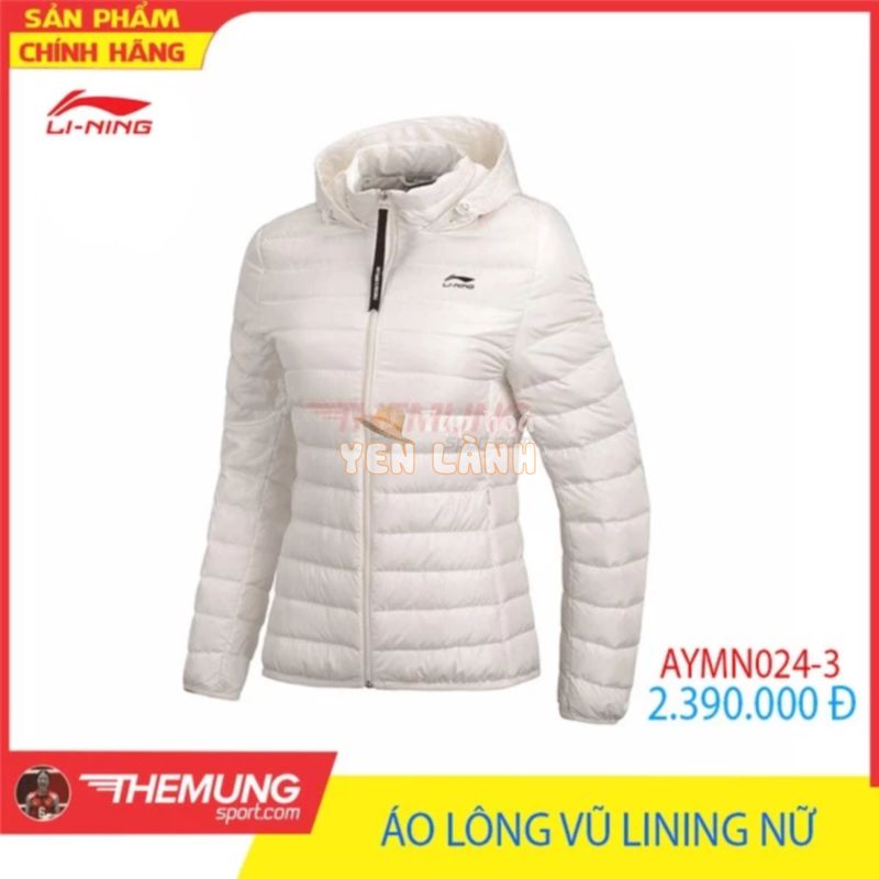 Áo khoác lông vũ thể thao nữ Lining AYMN024-3 (Trắng)