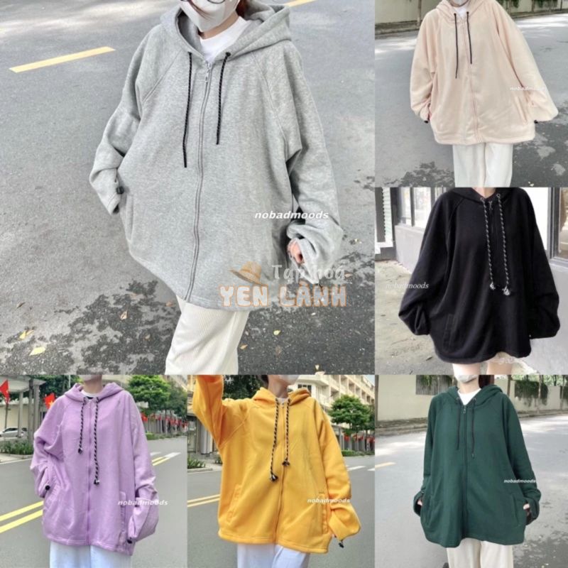 ÁO KHOÁC NỈ HOODIE ZIP OVERSIZE NOBADMOODS