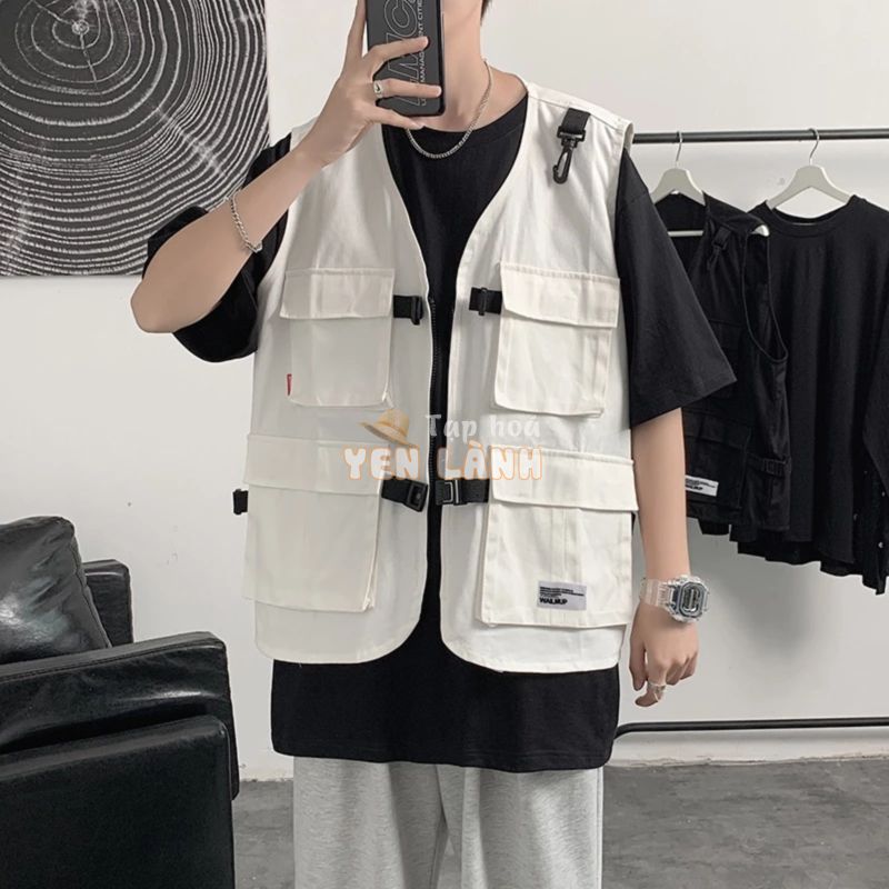 Áo Khoác Vest Không Tay Dáng Rộng Phong Cách Hip Hop Thời Trang Mùa Hè Hàn Quốc Cho Nam