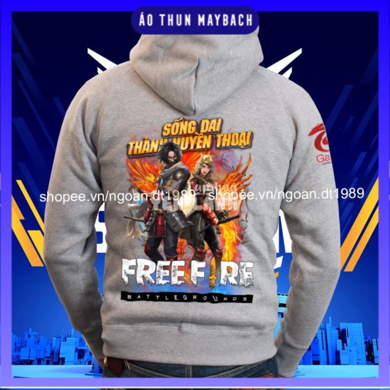 [Bán Chạy] Áo Free Fire – Áo FF – Áo Khoác Free Fire Samurai Màu Ghi Xám