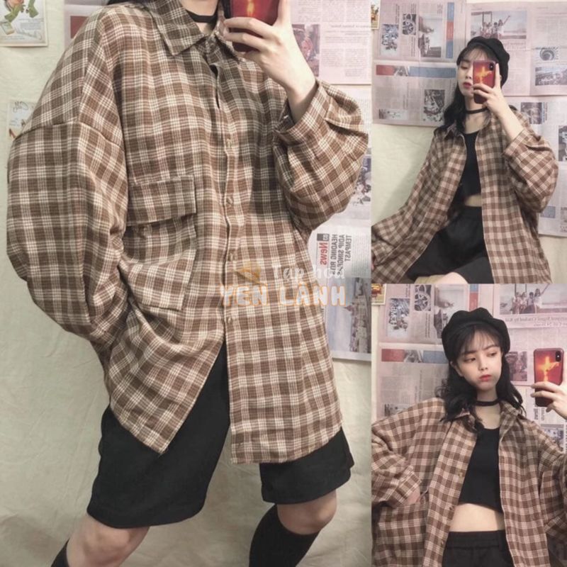 Áo sơ mi kẻ caro nam nữ ulzzang / áo sơ mi form rộng / áo sơ mi oversize