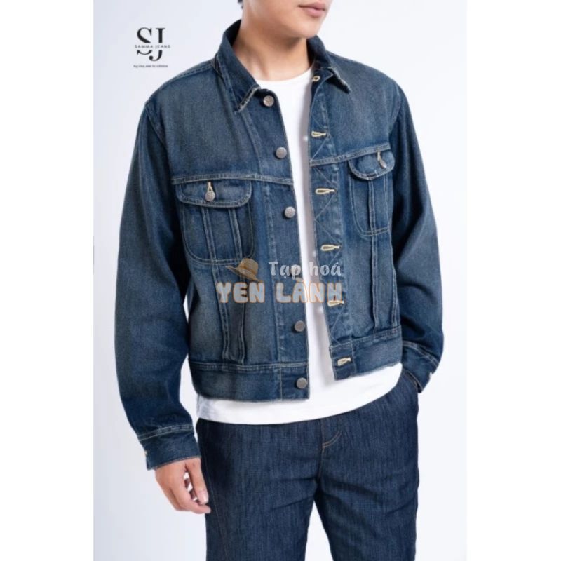 Áo JACKET Dáng Ngắn JK2 màu xanh, áo khoác bò nam siêu đẹp, chất vải Jean cotton cao cấp thương hiệu Samma Jeans