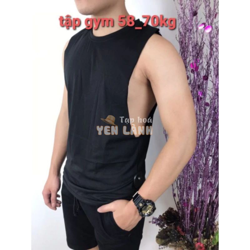 Áo tập gym áo tanktop nách rộng khoét nách sâu NR002