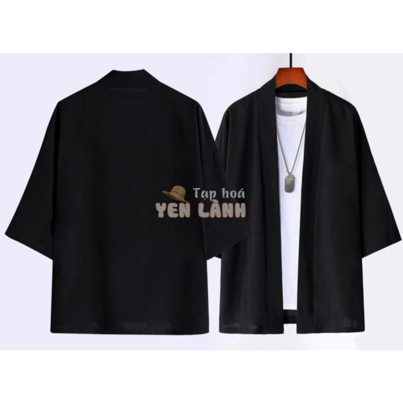 Kimono trơn đen, áo khoác Kimono phong các Nhật nam nữ, Áo cardigan nam nữ form rộng unisex Sans23 kimono nhật bản