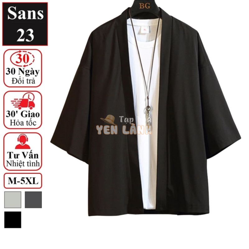 Áo cardigan nam nữ form rộng unisex Sans23 kimono nhật bản mỏng trơn basic bigsize 3xl 4xl 5xl big size 80kg 90kg 100kg