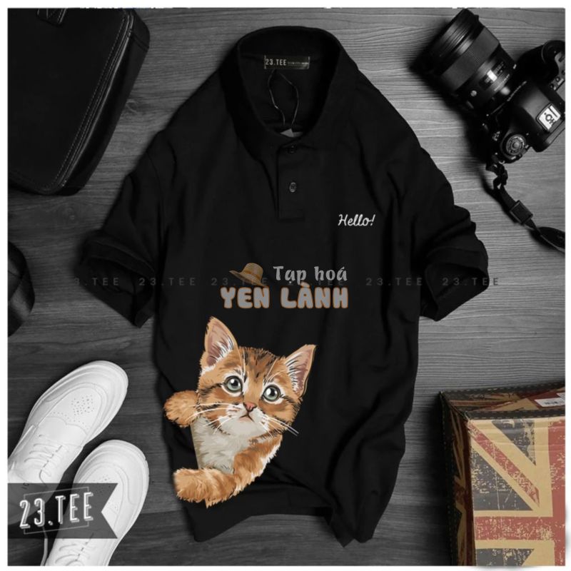 Áo polo in Cat hello!  vải cá sấu