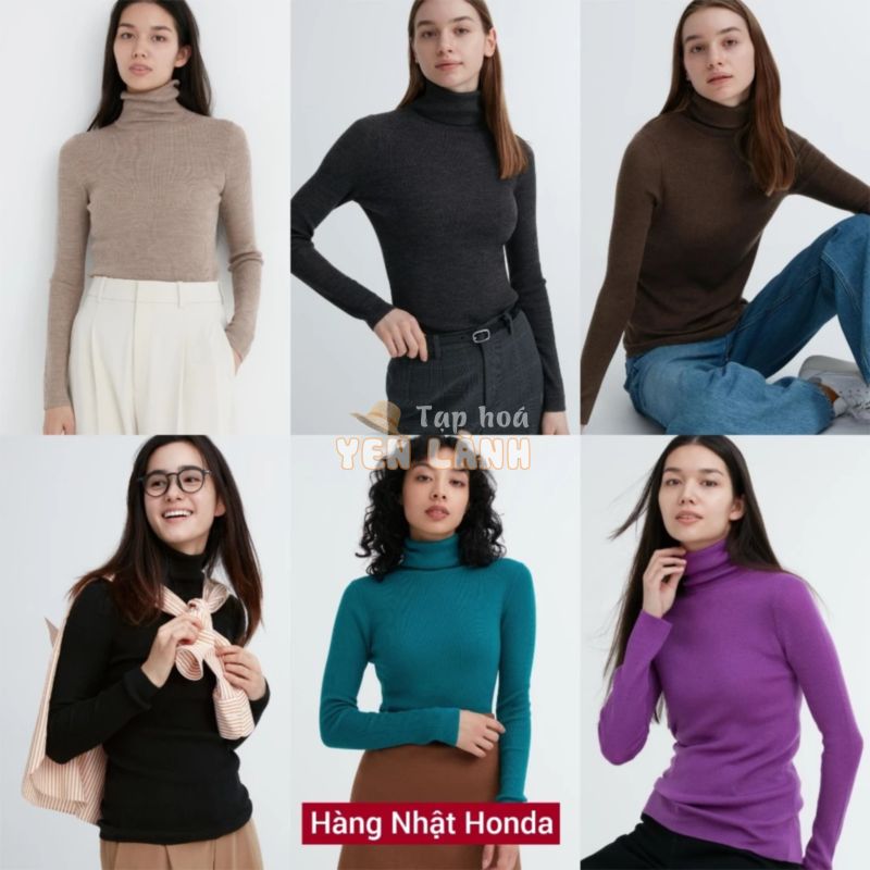 [Auth Uniqlo] Áo Len Cổ Lọ Siêu Mịn Merino Nữ – Tag Nhật