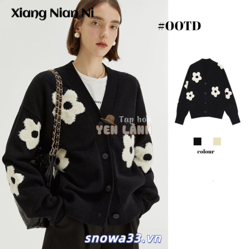 Xiang Nan Áo Khoác cardigan Len Dệt Kim Mỏng Ba Chiều Cổ Chữ v Mùa Xuân Mới Cho Nữ