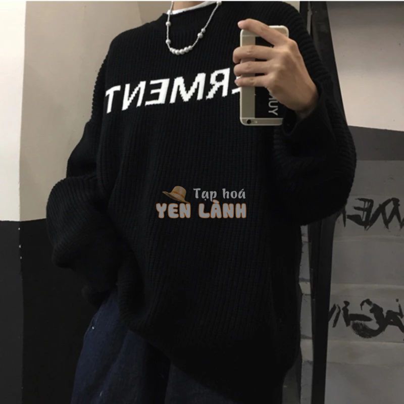 Áo sweater len nữ form rộng, áo len nữ sweater oversize màu xanh đen thời trang Exozem ulzzang hàn quốc