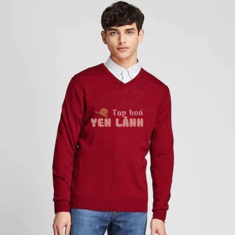 Áo len Merino nam cổ tim Uniqlo Nhật