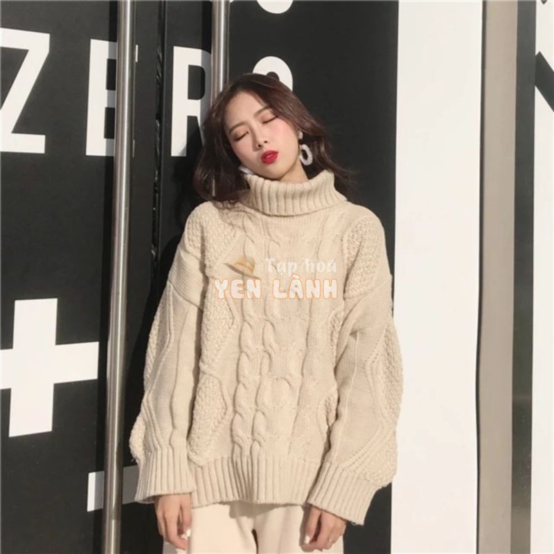 ÁO LEN VẶN THỪNG CAO CỔ HÀN ULZZANG (CÓ ẢNH THẬT)