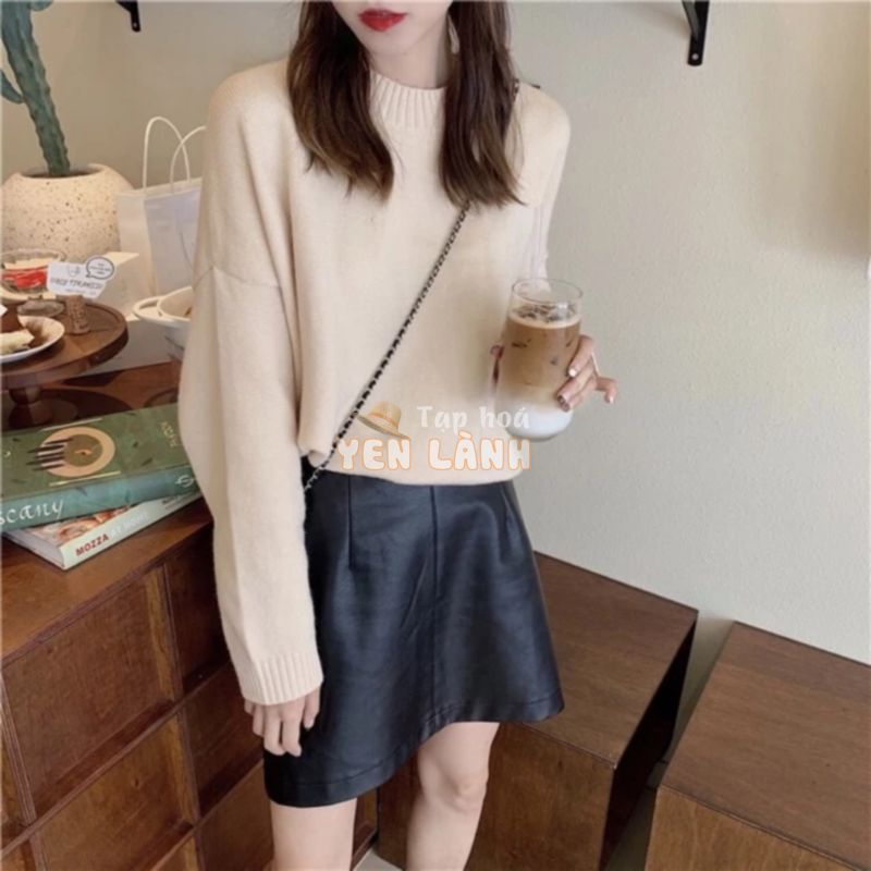 Áo len trơn xẻ tà dáng oversize