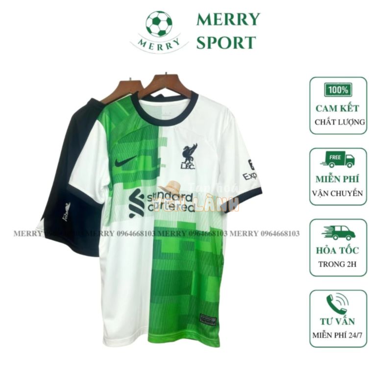 Bộ Quần Áo Bóng Đá Câu Lạc Bộ Liverpool Xanh Sân Khách Mùa giải 23/24 MERRY SPORT Vải Thái Cao Cấp Liver Phom 50-90kg