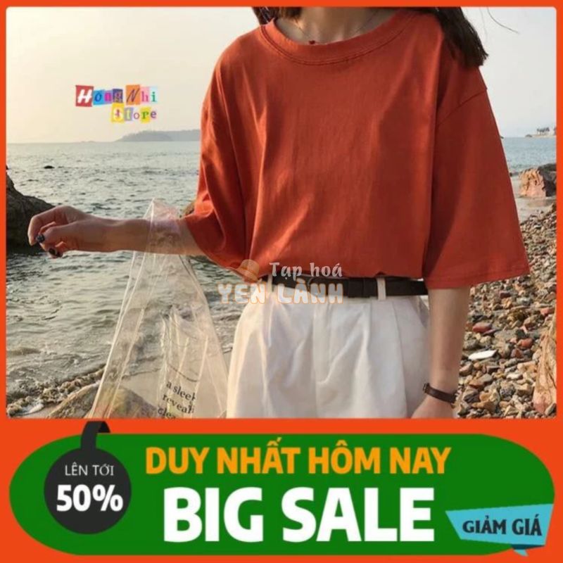 ÁO THUN TAY LỠ TRƠN OVERSIZE DÁNG RỘNG MÀU CAM ĐẤT – ÁO THUN TAY LỬNG UNISEX – MM *