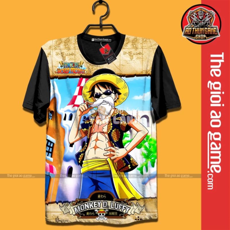 Áo anime one piece Luffy A02 phông one piece luffy màu đen