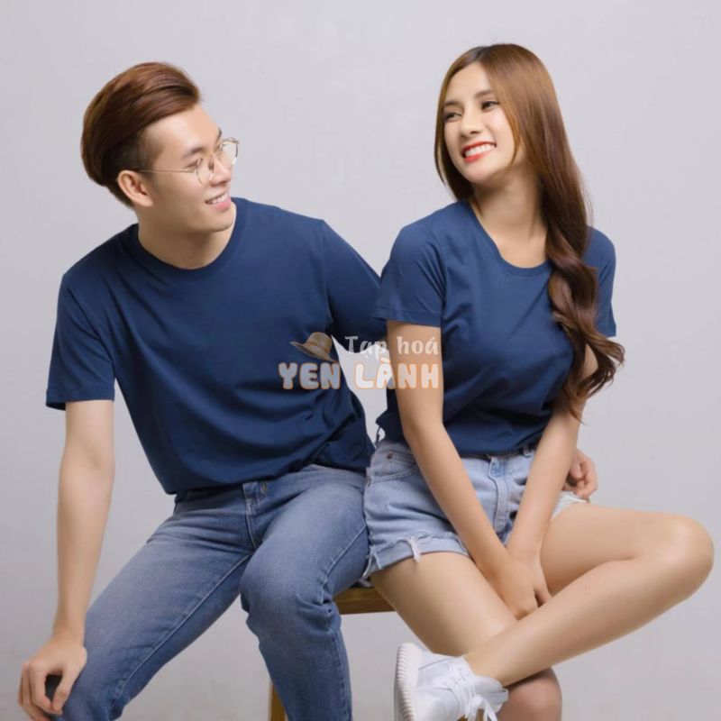 Áo thun trơn màu xanh đen Navy Cotton Thái – Form rộng (Có BIGSIZE)