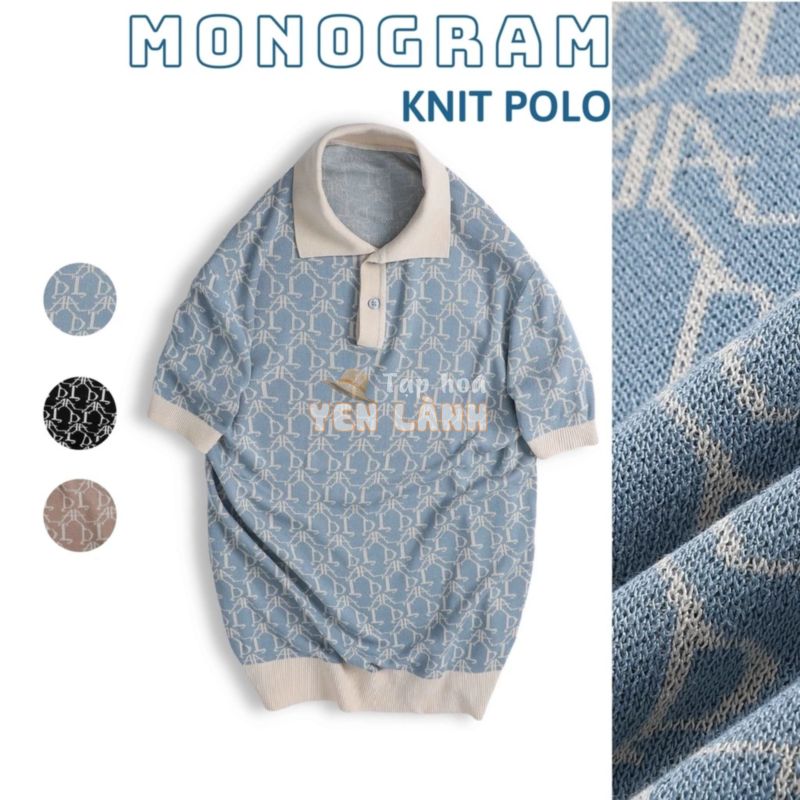 Áo POLO nam DATAMAN dệt kim, họa tiết MONOGRAM trẻ trung, chất liệu Mongtoghi mềm, nhẹ – POLODT22-02